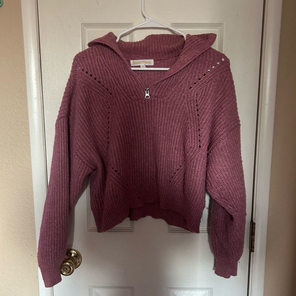 Susan Graver Pink Cowl Neck Sweater